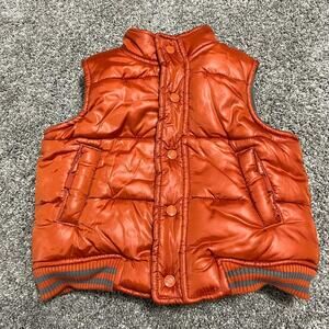 Janie and Jack Baby Boys Orange Puffer Vest size 6-12 months